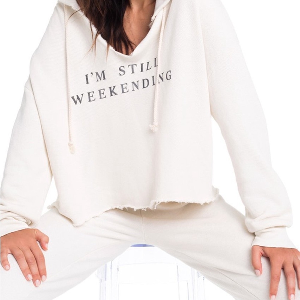 Wildfox “I’m Still Weekending” Women's Cream Hoodie
